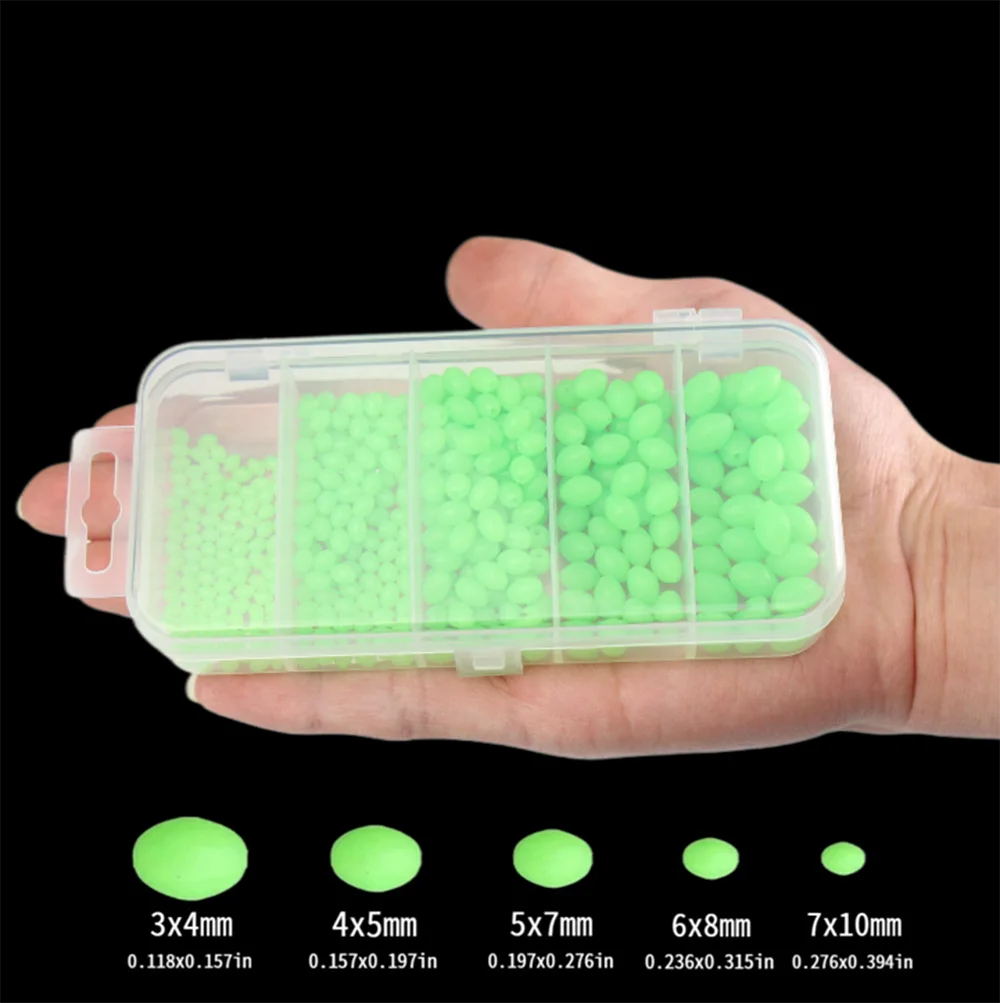 Fishing Lure Soft Plastic - B 375 pièces/ensemble, perles dures lumineuses