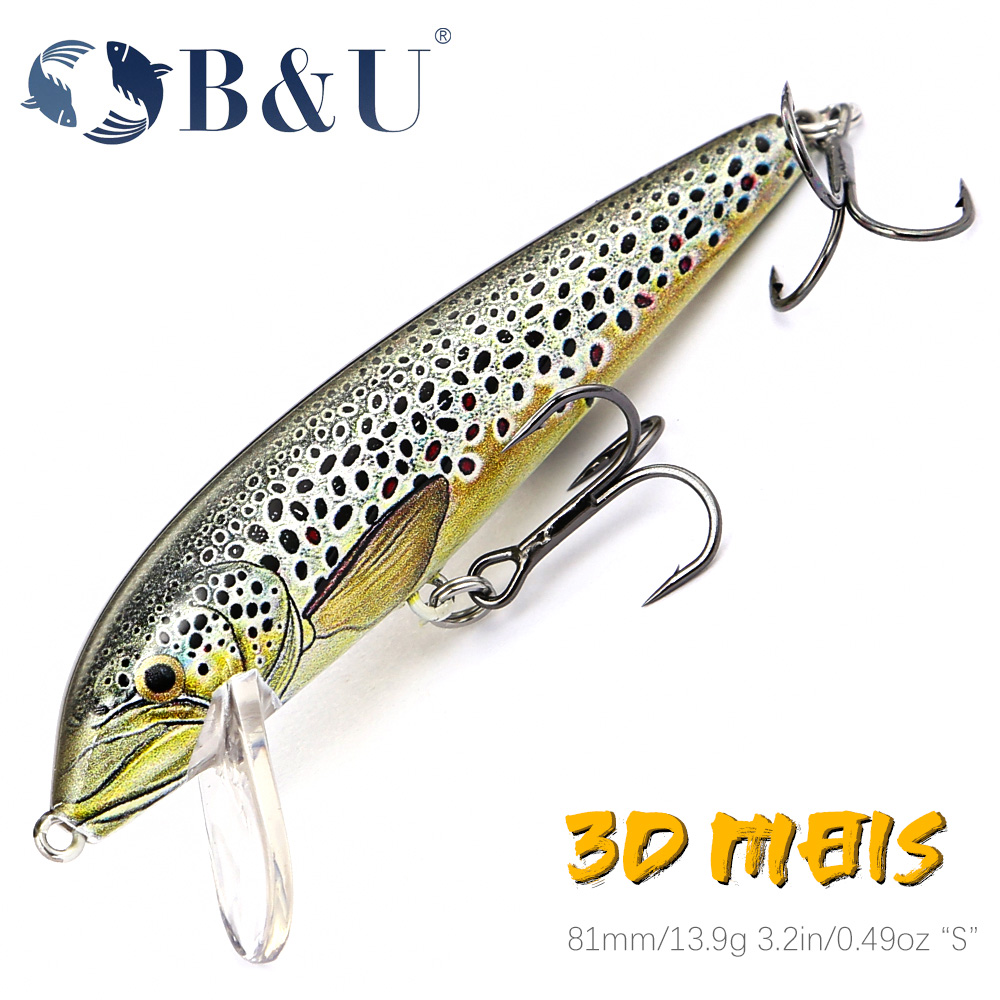 Fishing Lure Jerkbait - B & U 80mm coulant vairon